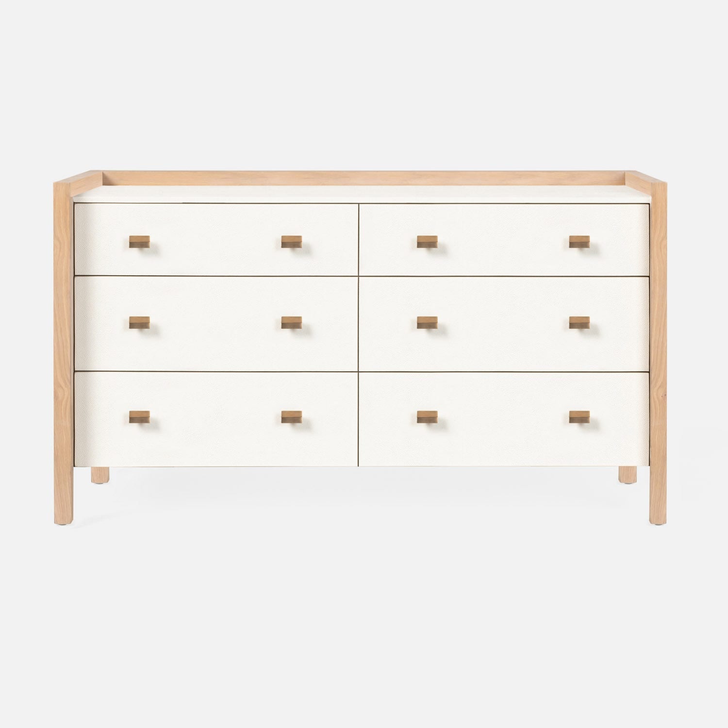 Kennedy Dresser 60" Pristine Vintage Faux Shagreen and Bleached Oak Veneer Kennedy Dresser 60" Pristine Vintage Faux Shagreen and Bleached Oak Veneer