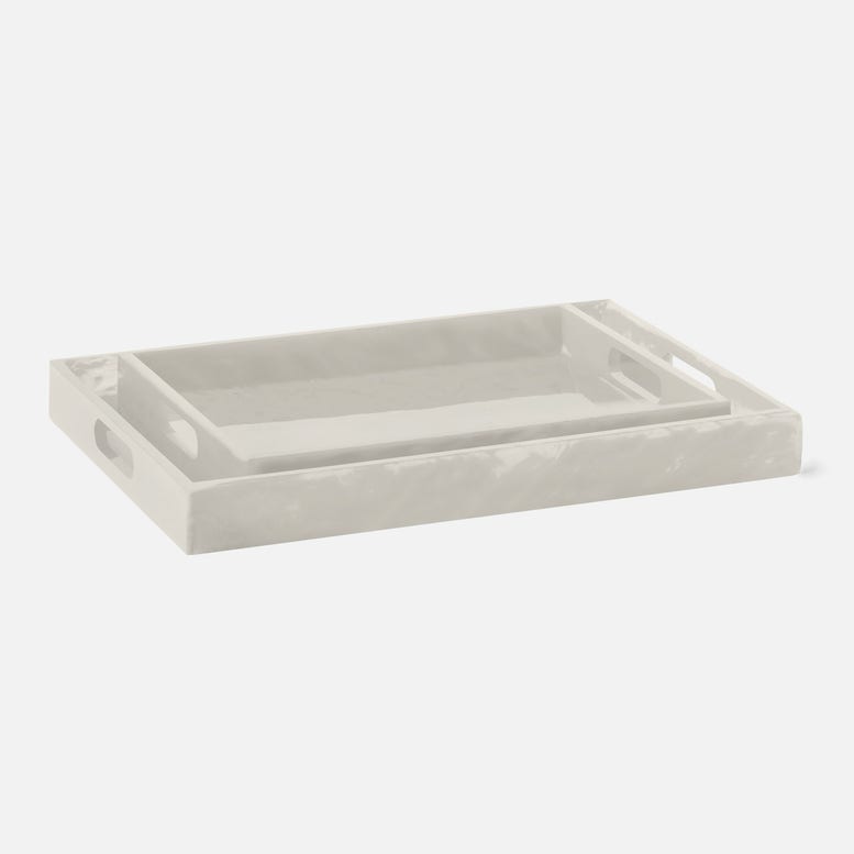 Rectangular marble tray on a white background