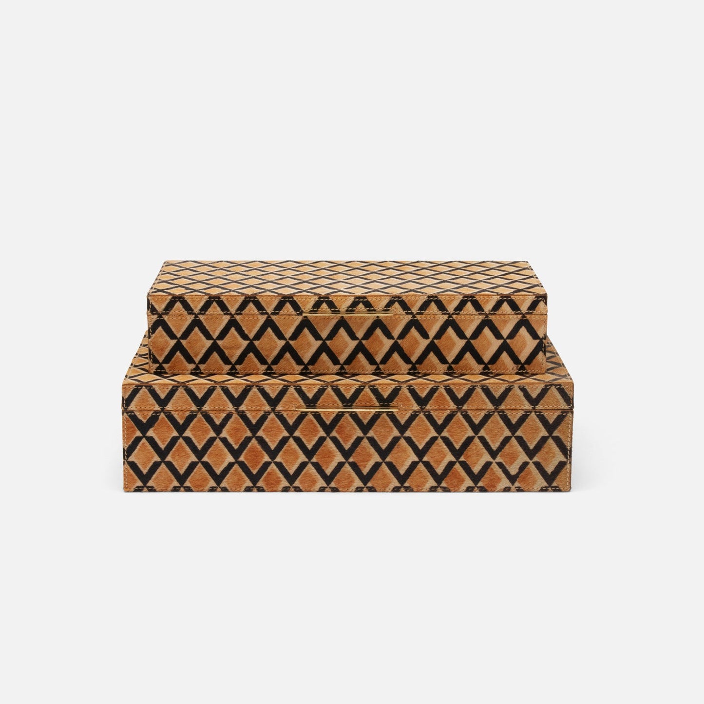 Patterned pet bed with geometric design on a white background