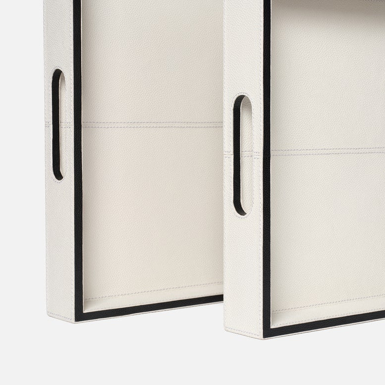 Merth Tray Set White Leather