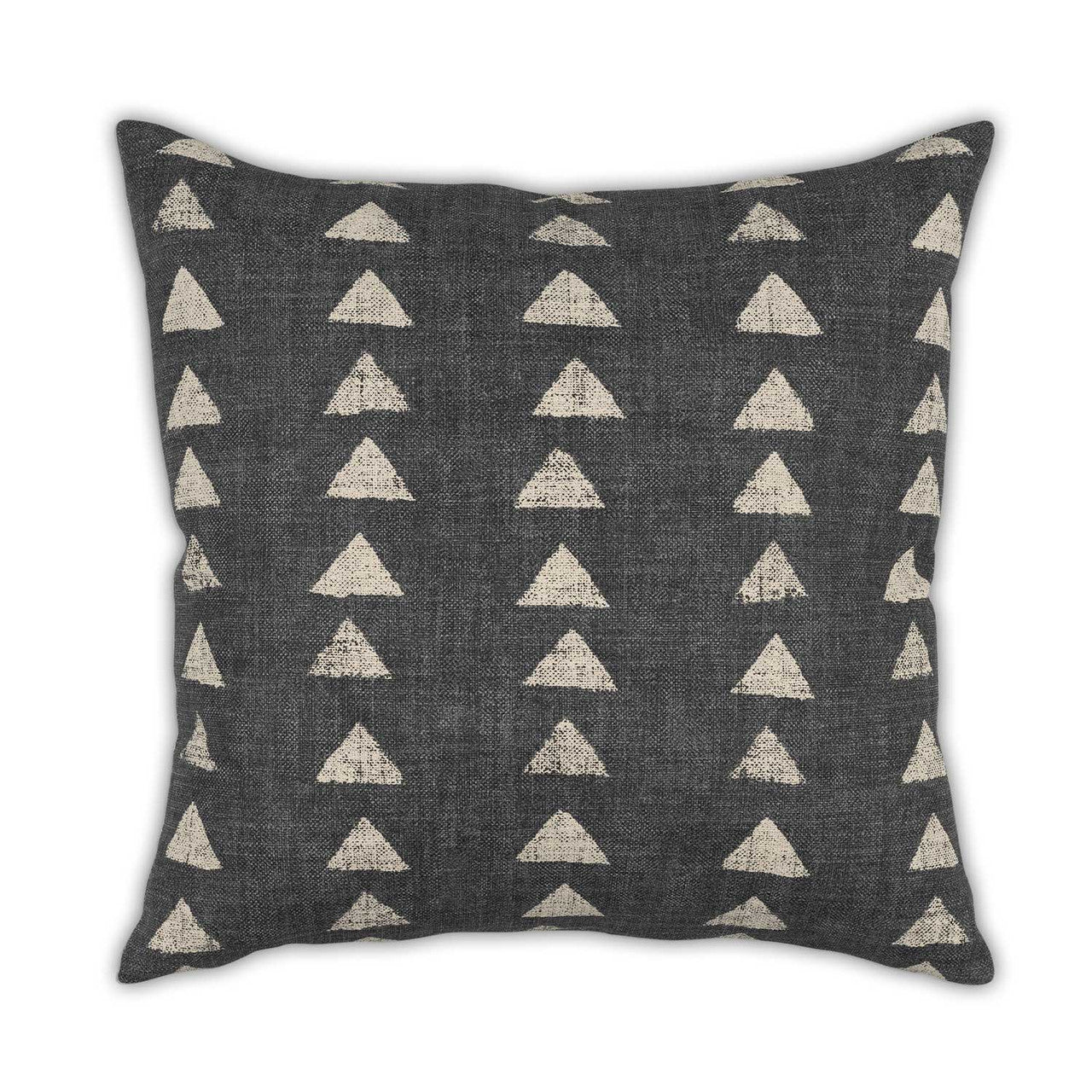 Decorative pillow with triangle pattern on a dark background