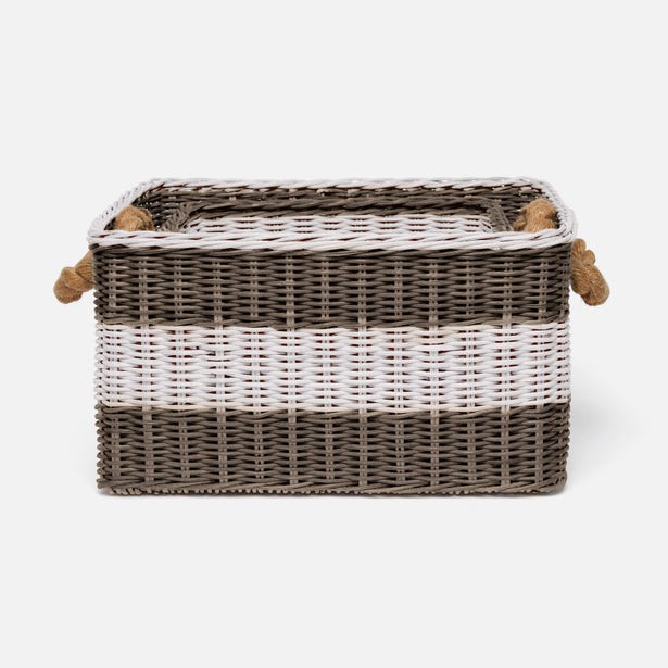 Nantucket Basket Set Gray White