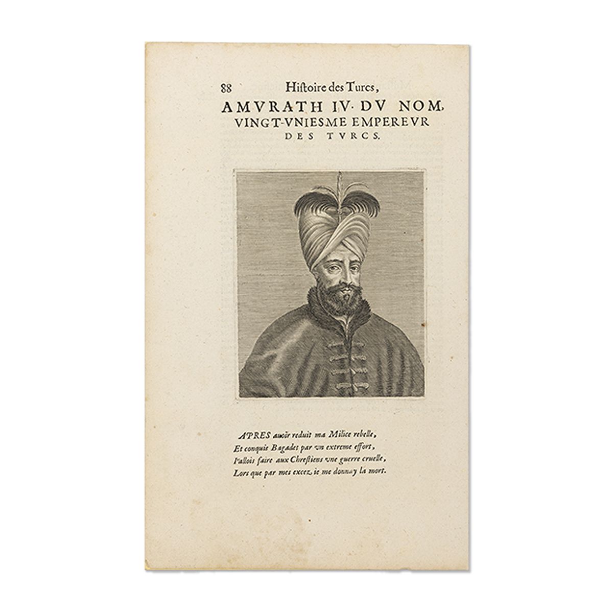 Vintage book or print with a portrait of a man in a turban and text on a beige background