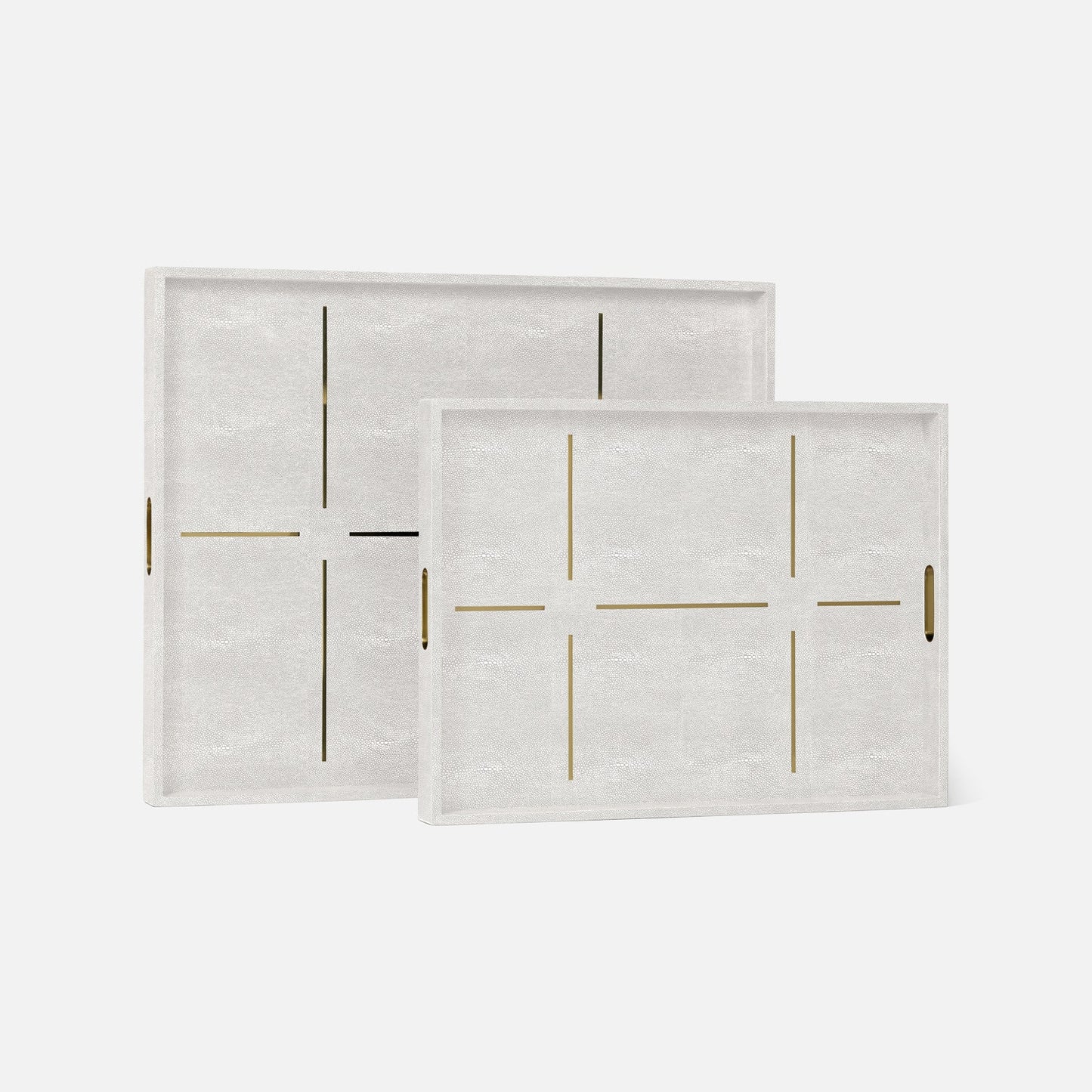 Daina Tray Set Bright White Faux Shagreen