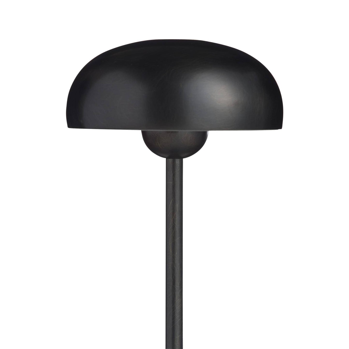 Black table lamp with marble base on a white background