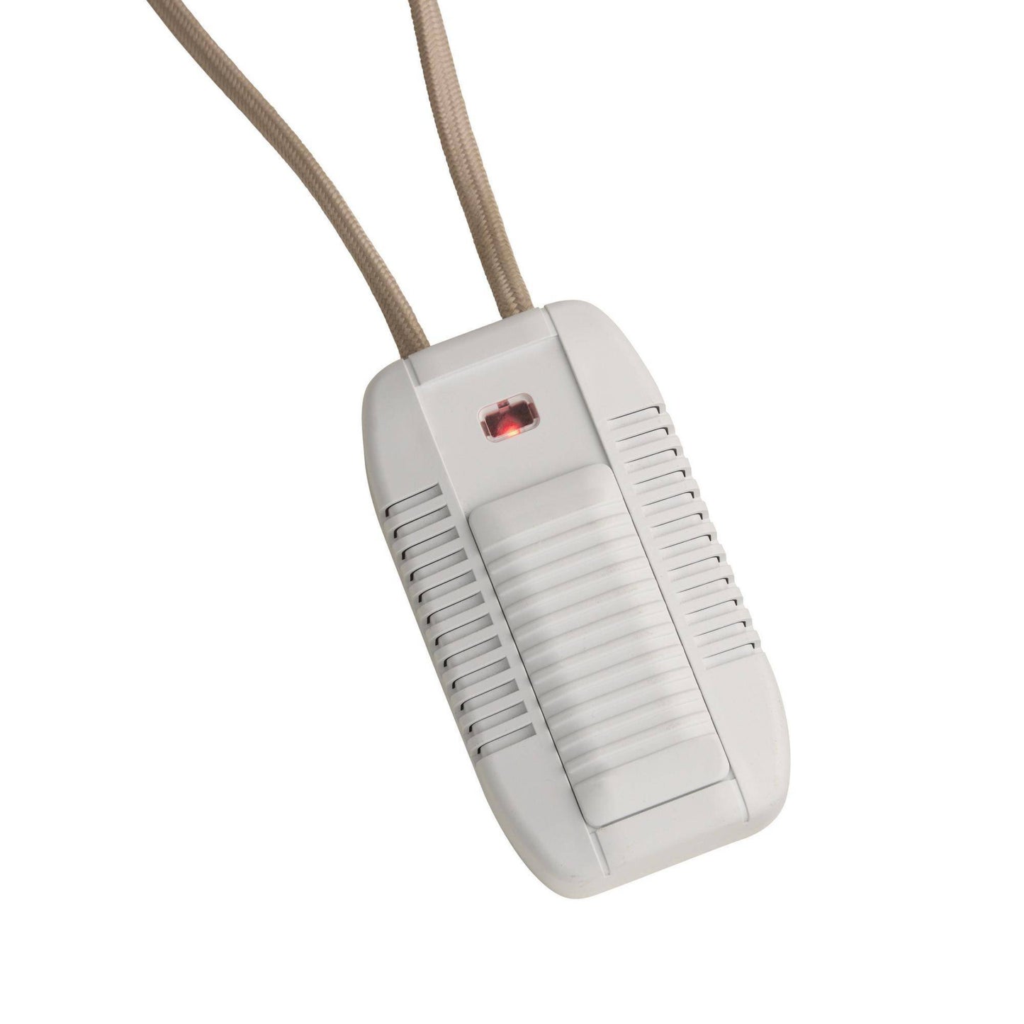 White electronic device with a cable on a white background