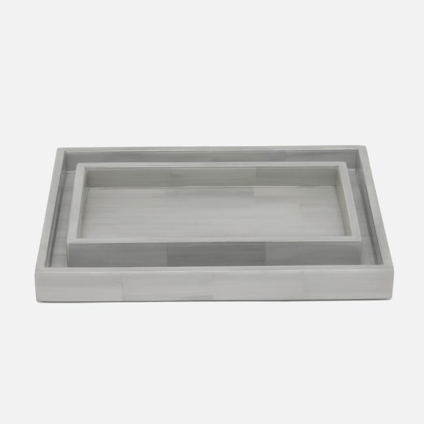 Arles Tray Light Gray Faux Horn