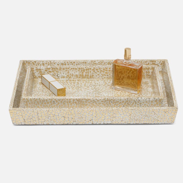 Callas Tray Set Gold White Lacquered Eggshell