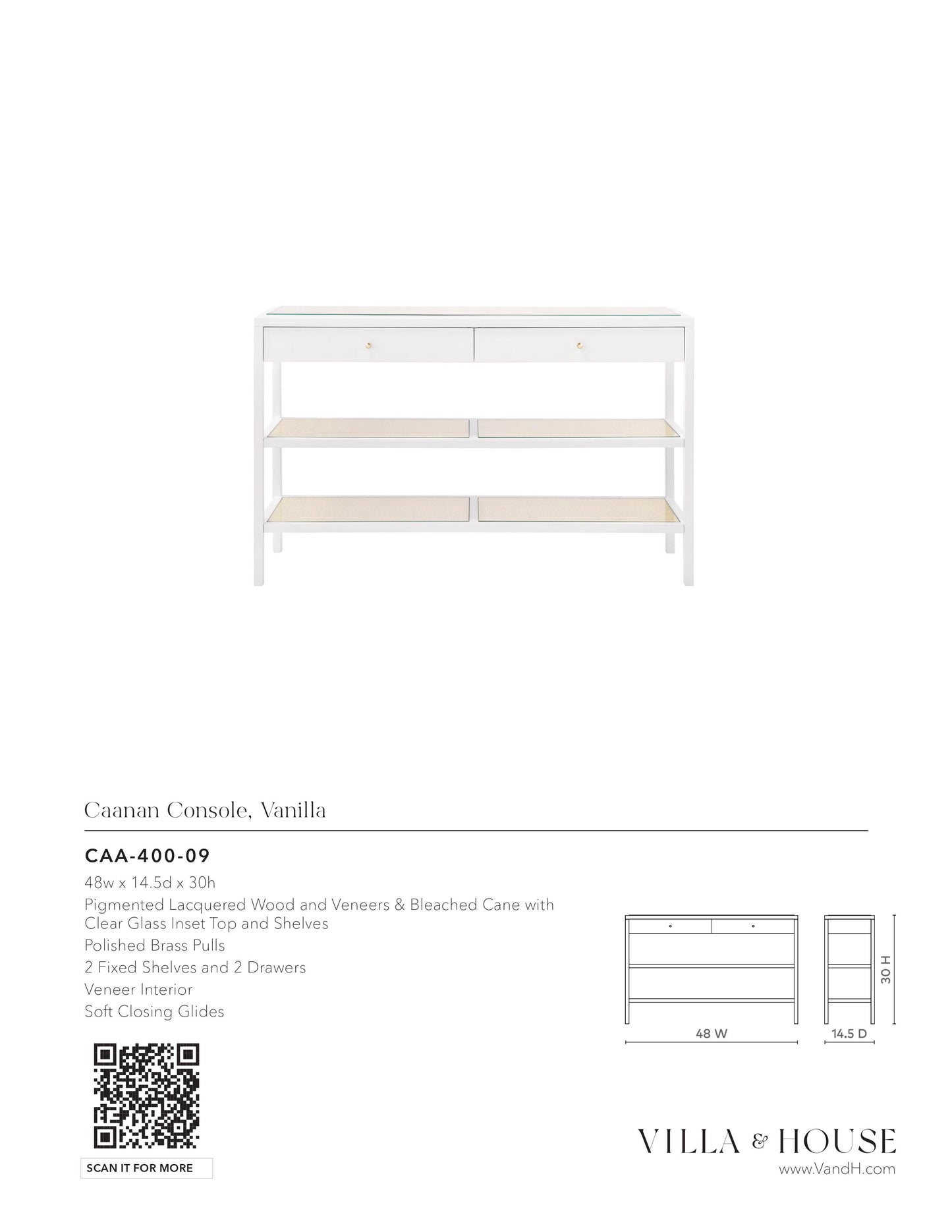 villa and house caanan console vanilla tearsheet