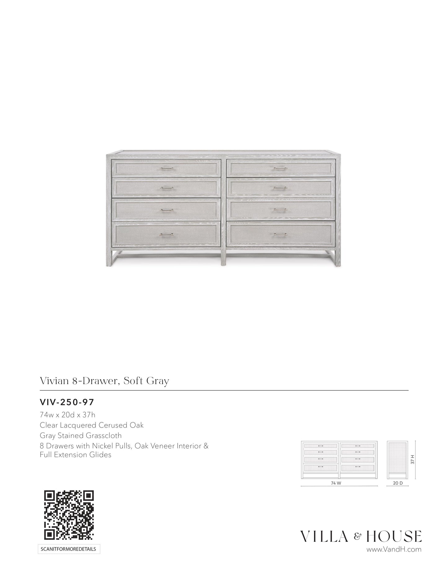 villa and house vivian 8 drawer gray tearsheet
