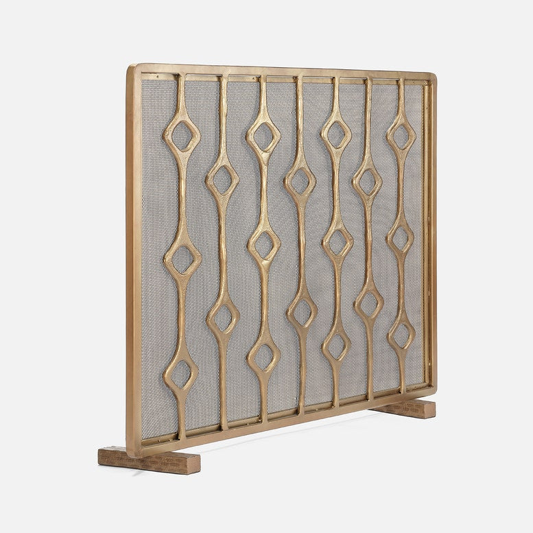 Webster Fireplace Screen Antique Brass