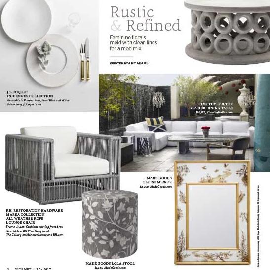 made goods Lola drum stool gray resin round floral