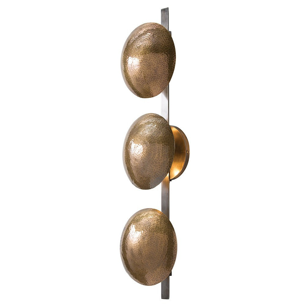 arteriors home diesel wall sconce antique brass natural iron hammered design