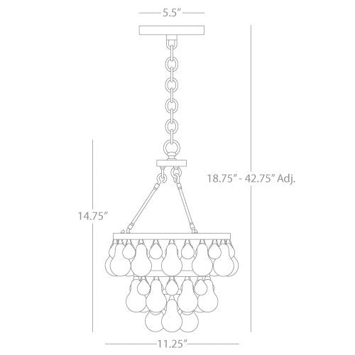 Robert Abbey Bling Small Chandelier Polished Nickel Dimensions