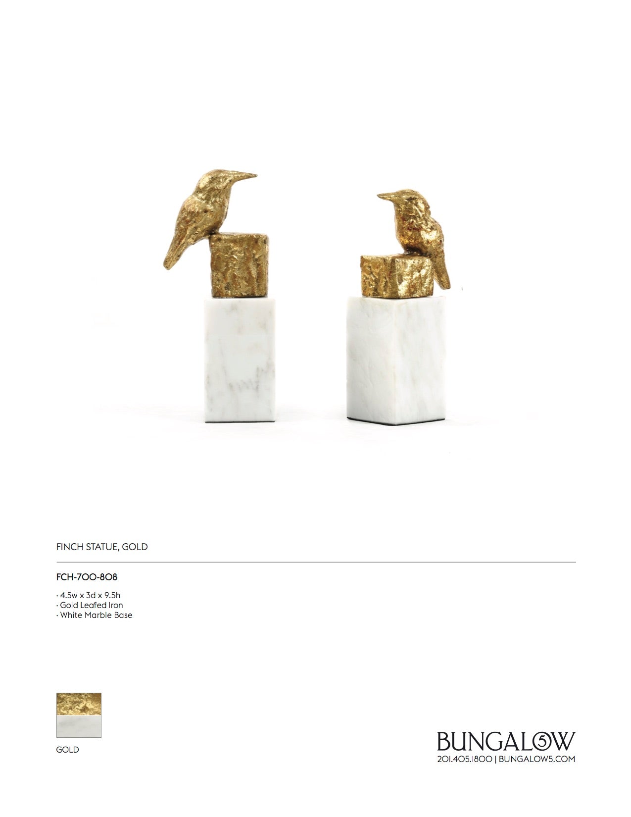 Bungalow 5 Finch Status Pair Gold Tearsheet