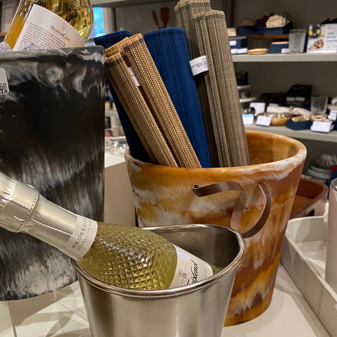 blue pheasant Wesley amber ice bucket