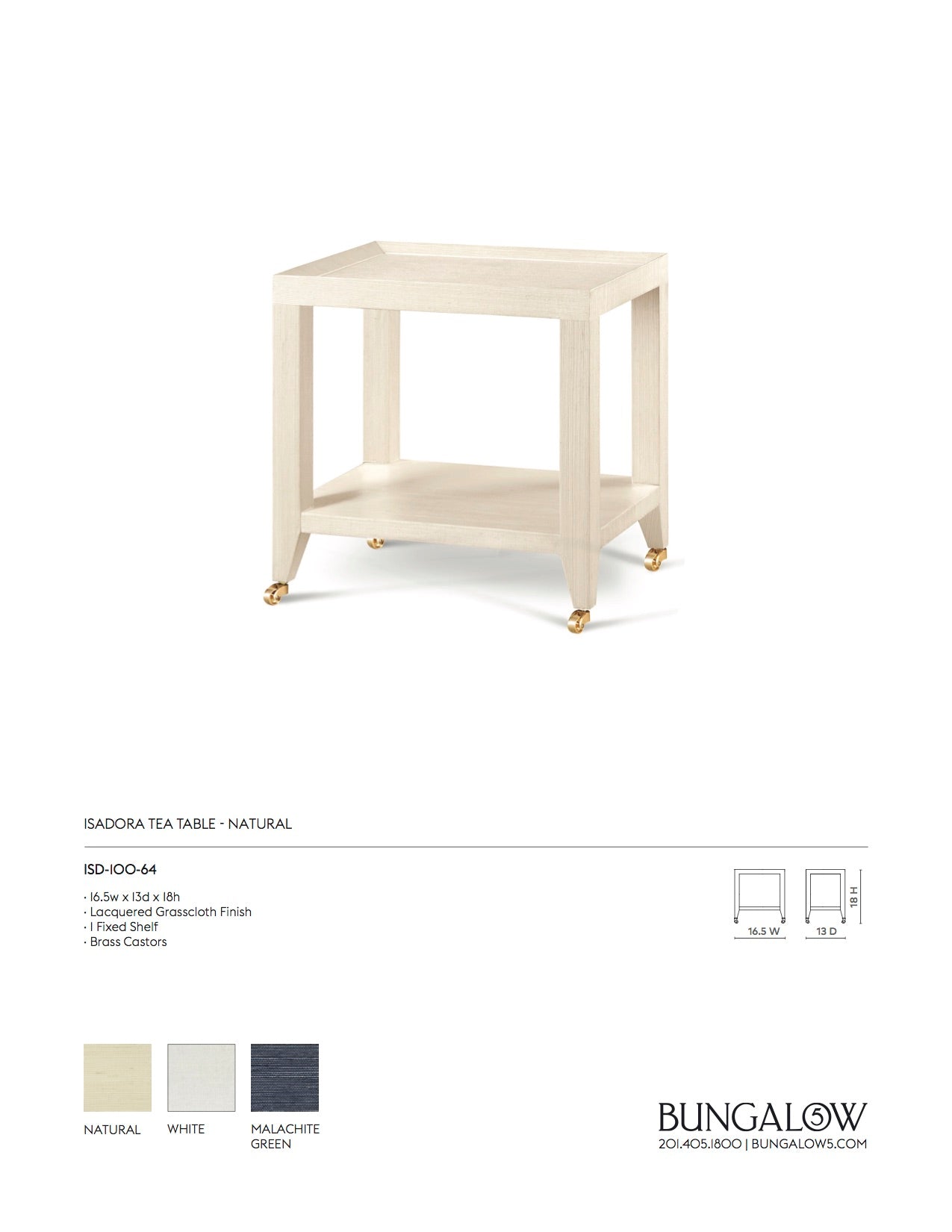 Bungalow 5 Isadora Tea Table Natural Tearsheet