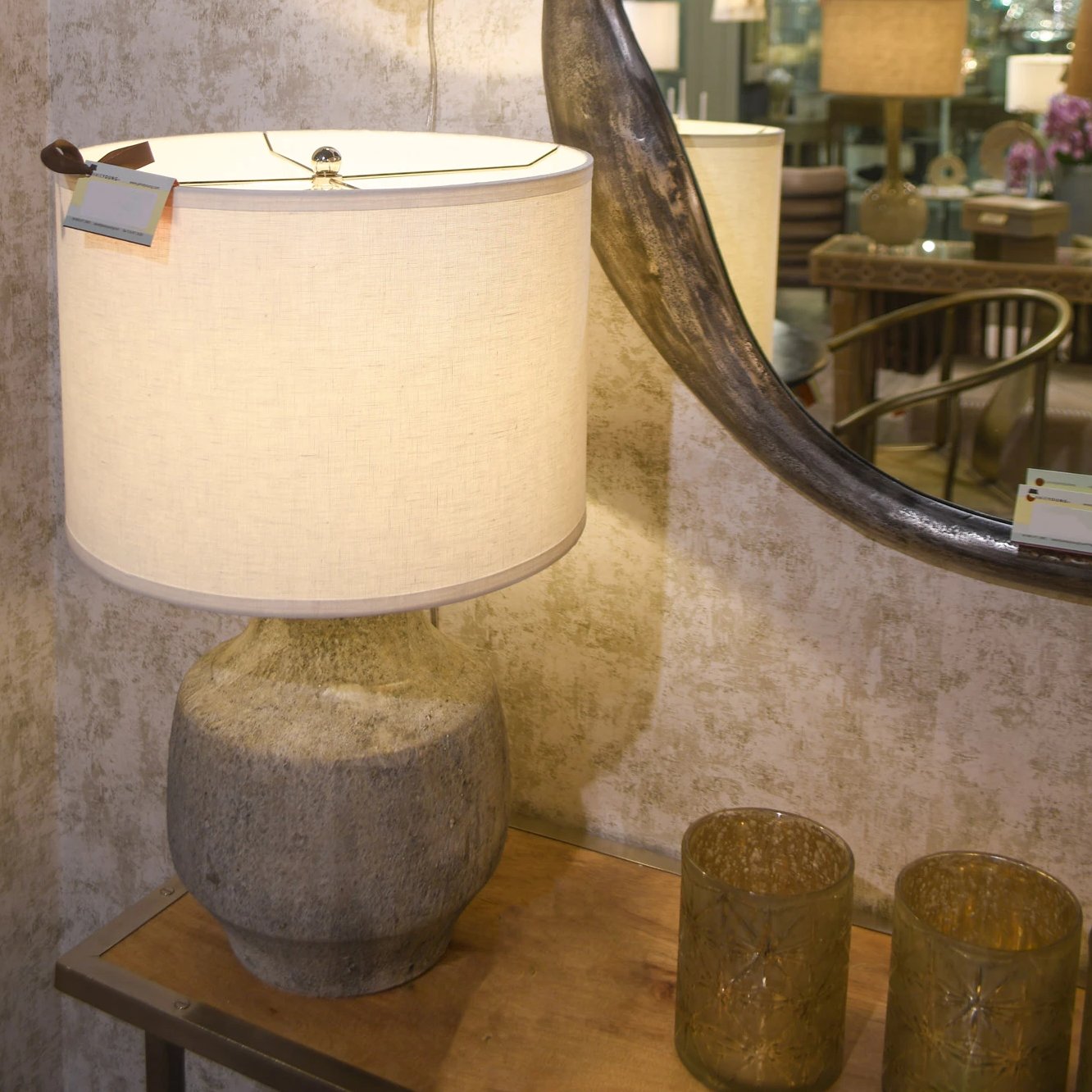 jamie young masonry table lamp concrete grey