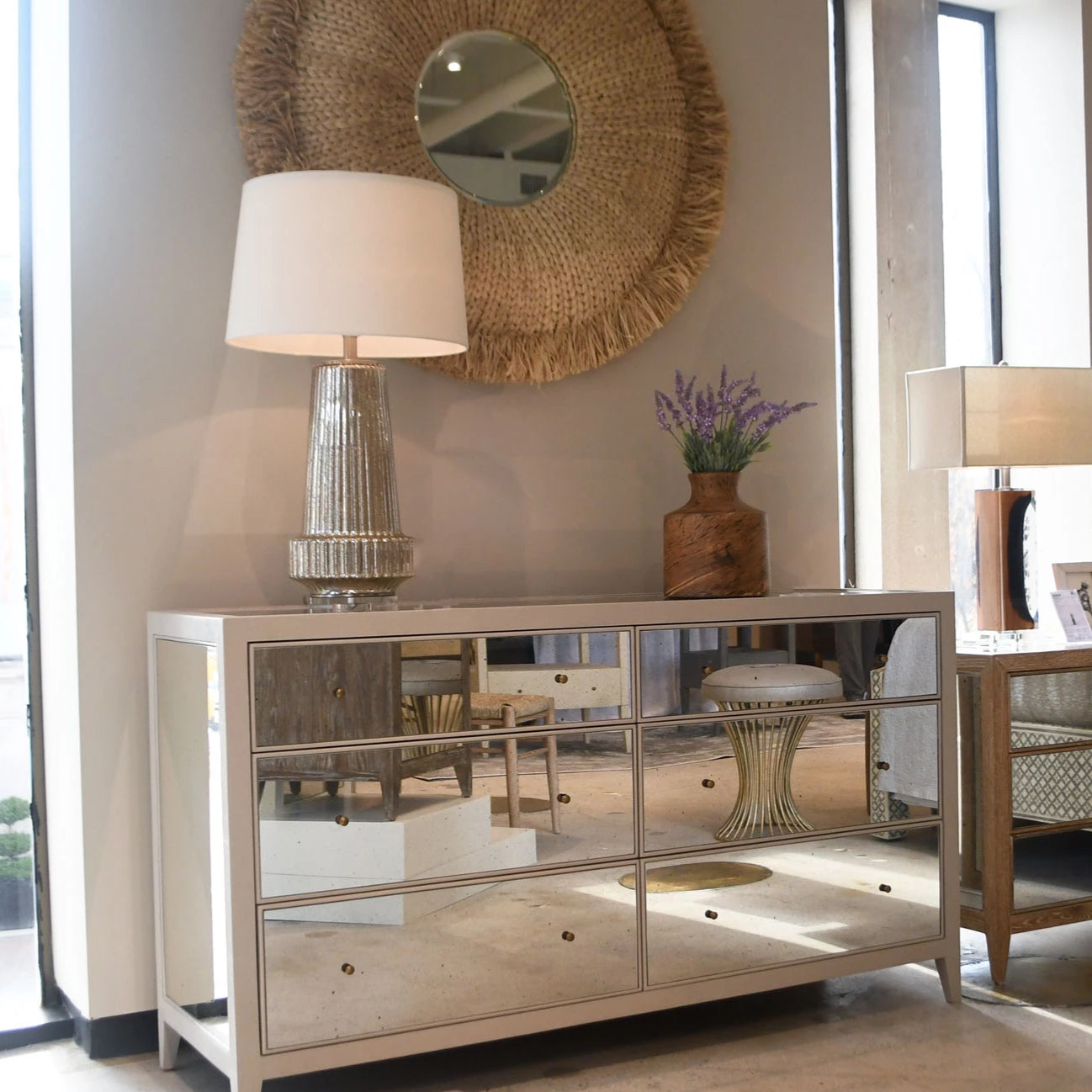 Made Goods Mia 60 Inch Dresser Pristine Mirror Shagreen Prisinte