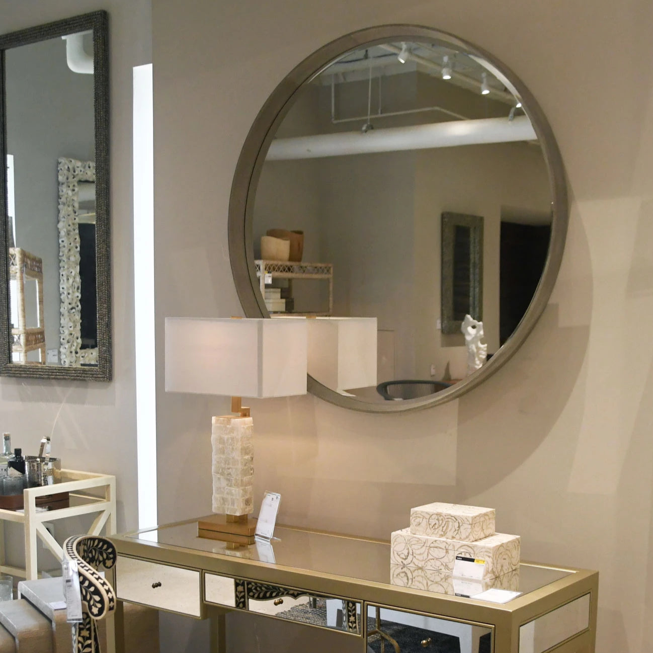 Made Goods Thadeus Mirror Silver Round Hanging Wall