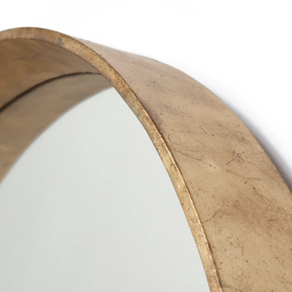 Made Goods Thadeus Mirror Gold Wood Round Hanging Wall detail