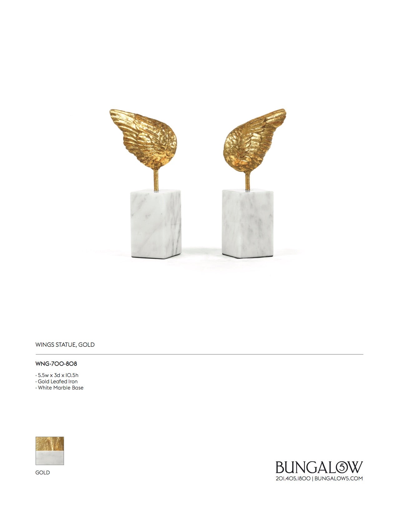 Bungalow 5 Wings Statue Gold Tearsheet