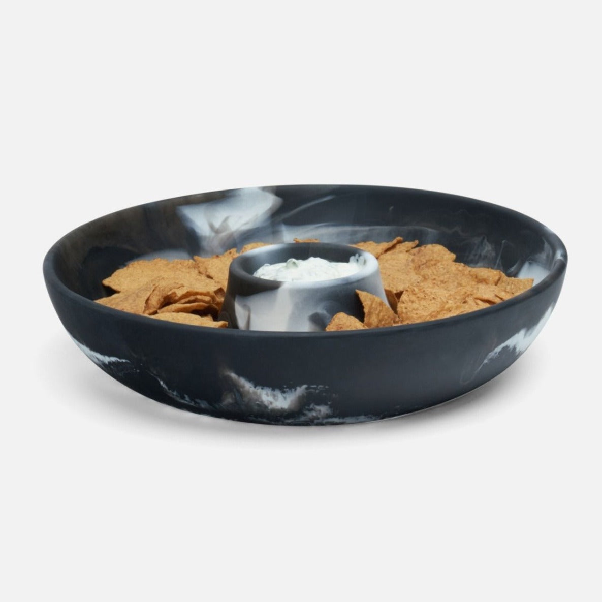 blue pheasant hugo black chip and dip bowl center