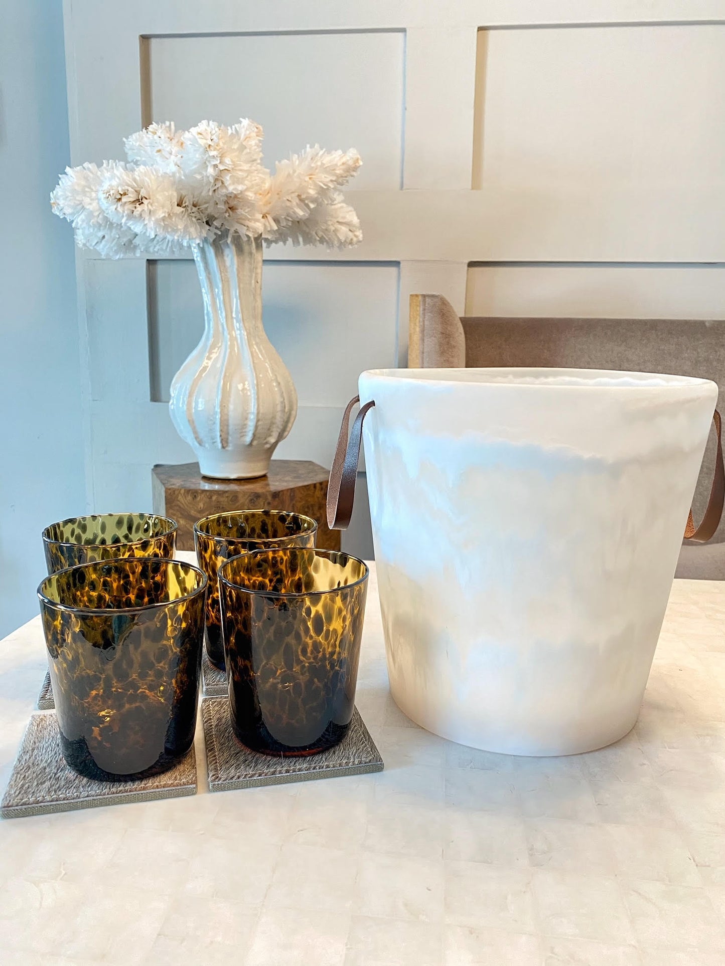 Wesley White Swirled Ice Bucket