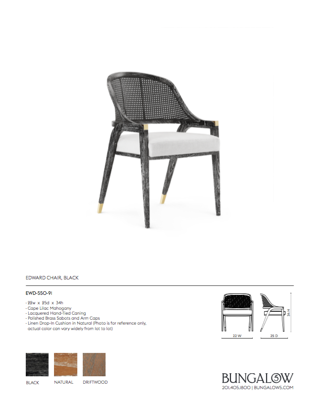 bungalow 5 edward chair black tearsheet