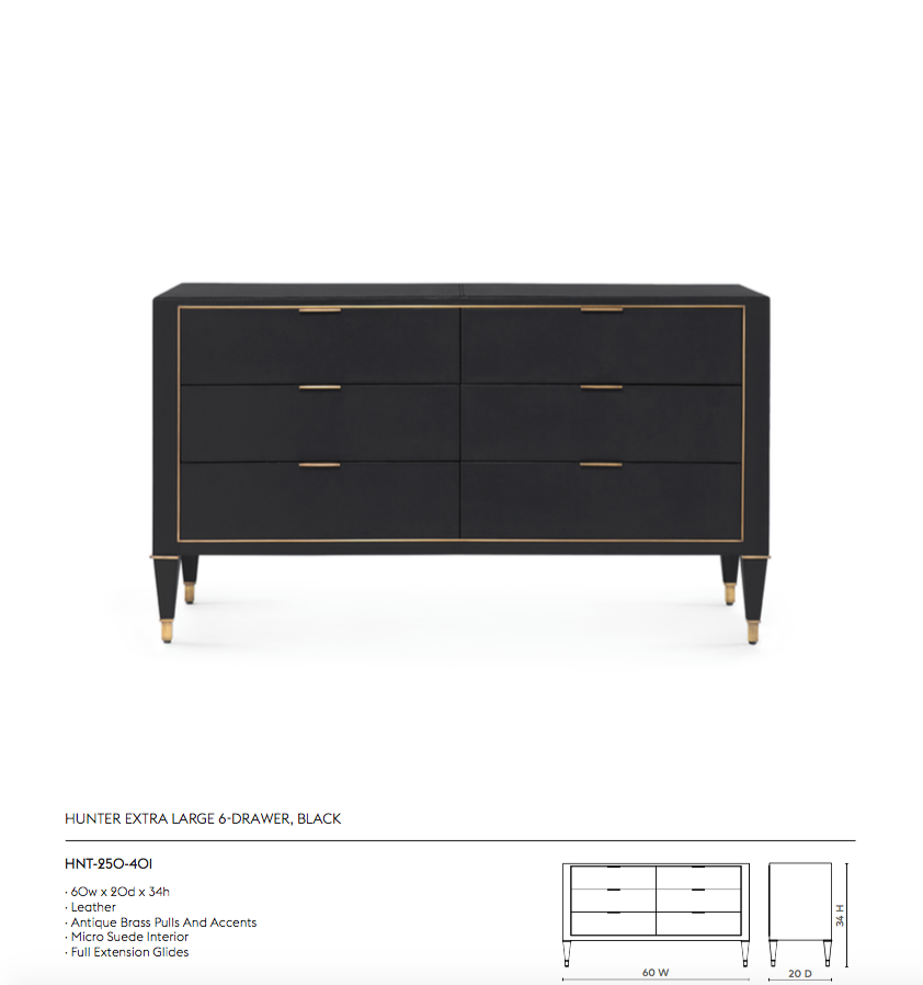bungalow 5 hunter a6 drawer dresser black tearsheet