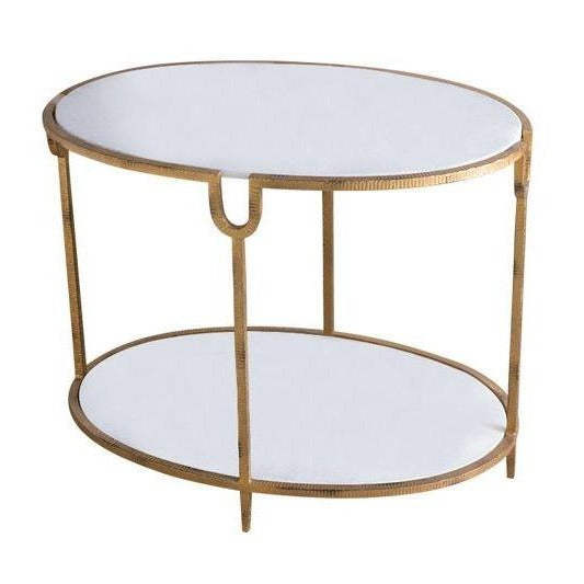 global views iron and stone side table oval occasional table