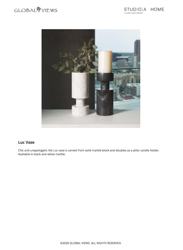 global views luc vase black marble tearsheet