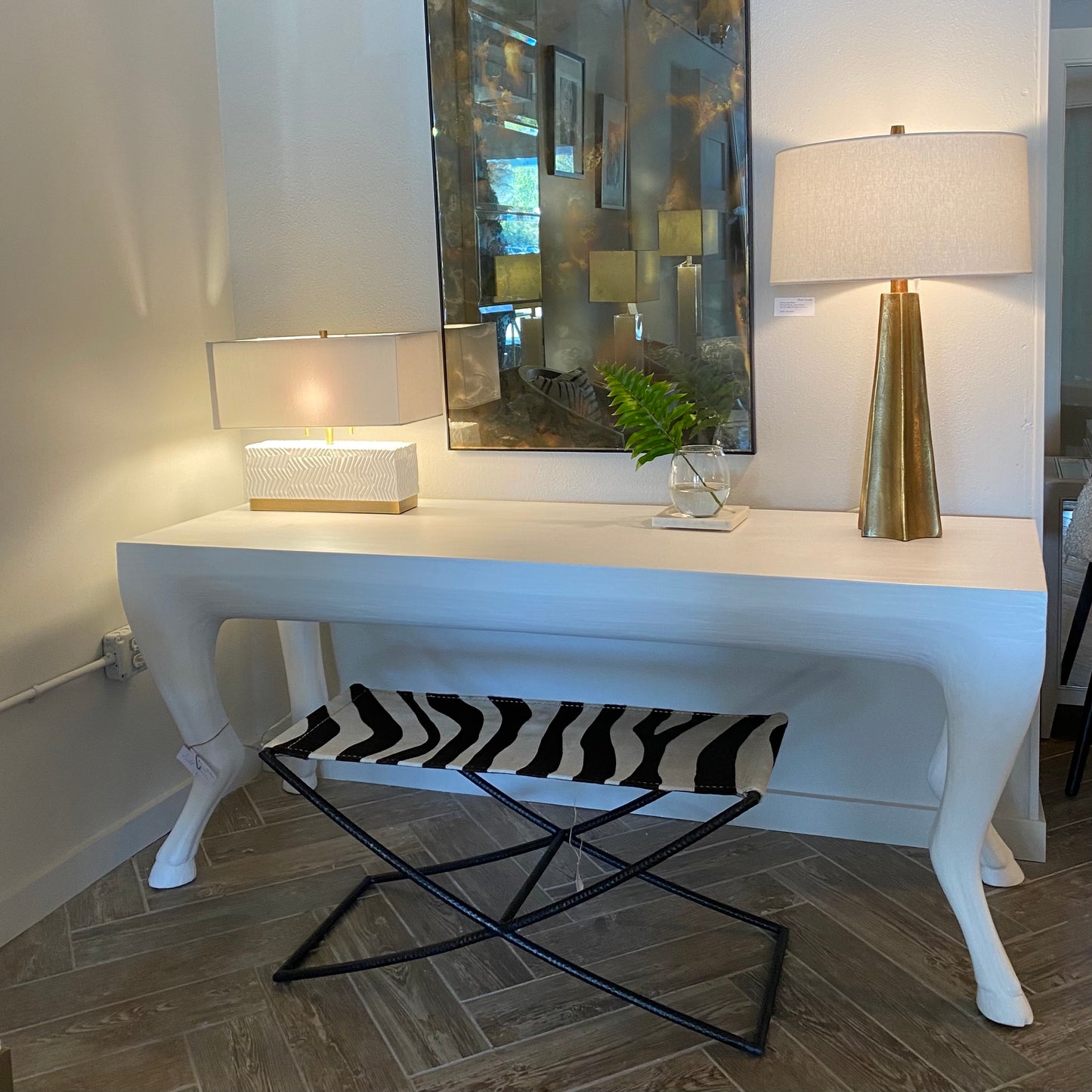 oly hadley zebra bench styled