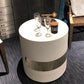 Maxine Side Table Brass and Snow Faux Shagreen