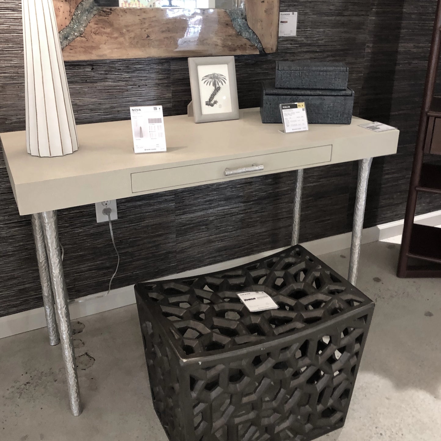 made goods Audrey desk silver ivory showroom