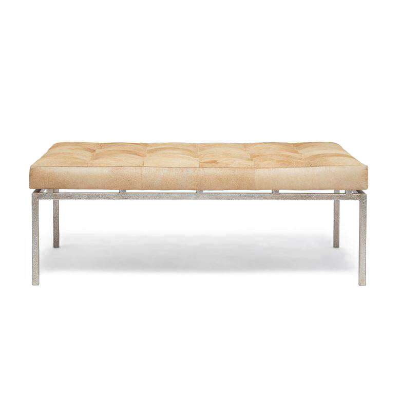 made goods benjamin ottoman beige hair on hide silver base