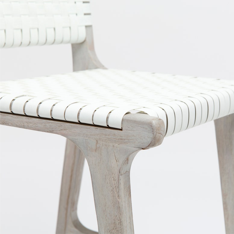 made goods counter stool white teak detail