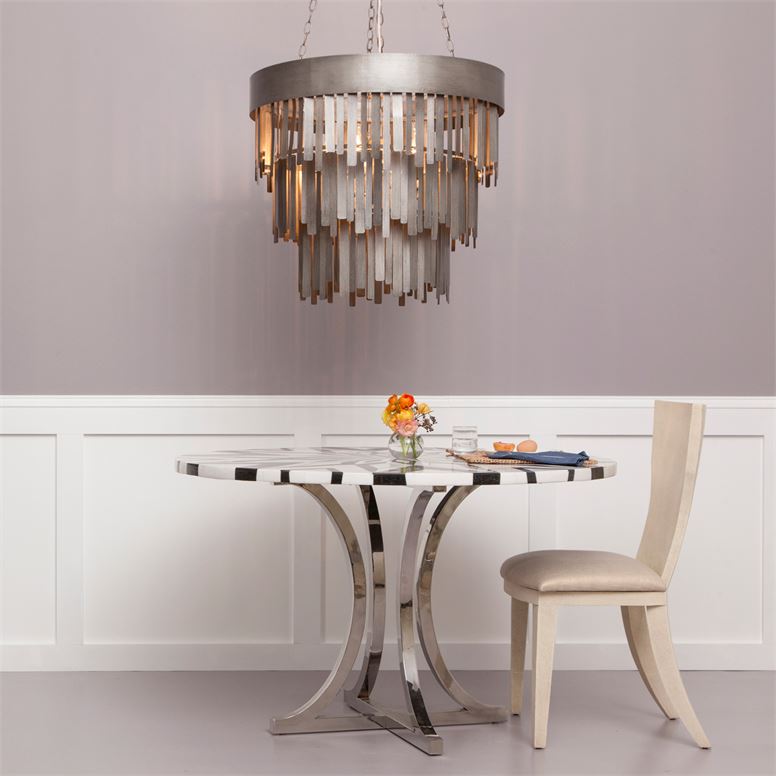 made goods douglas chandelier aged silver metal strips lighting chandelier hanging light fixture
