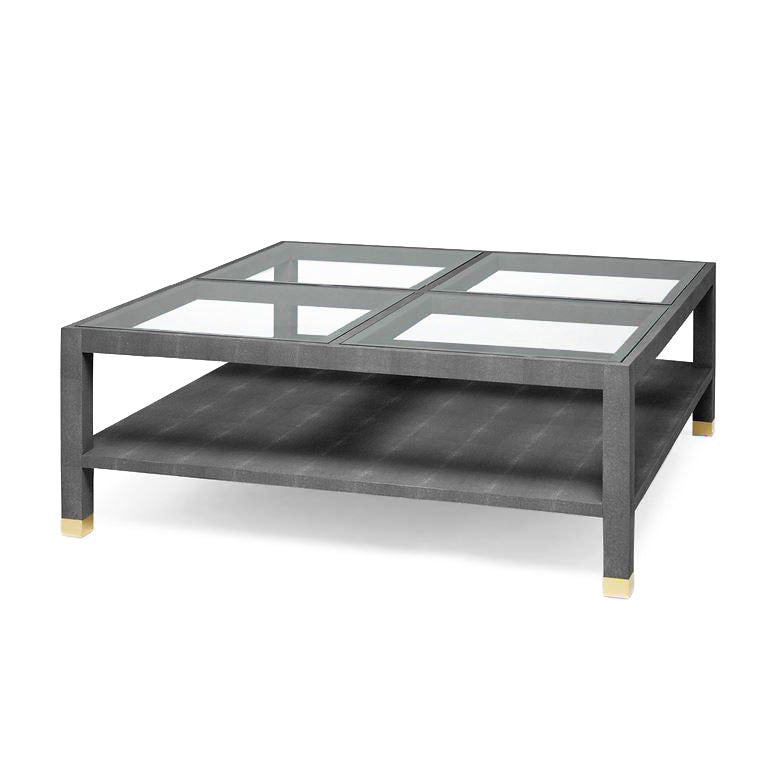Lafeu Square Coffee Table Cool Gray Faux Shagreen side