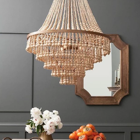 PIA LARGE (gold) made goods pia large chandelier wood beads lighting hanging light fixture
