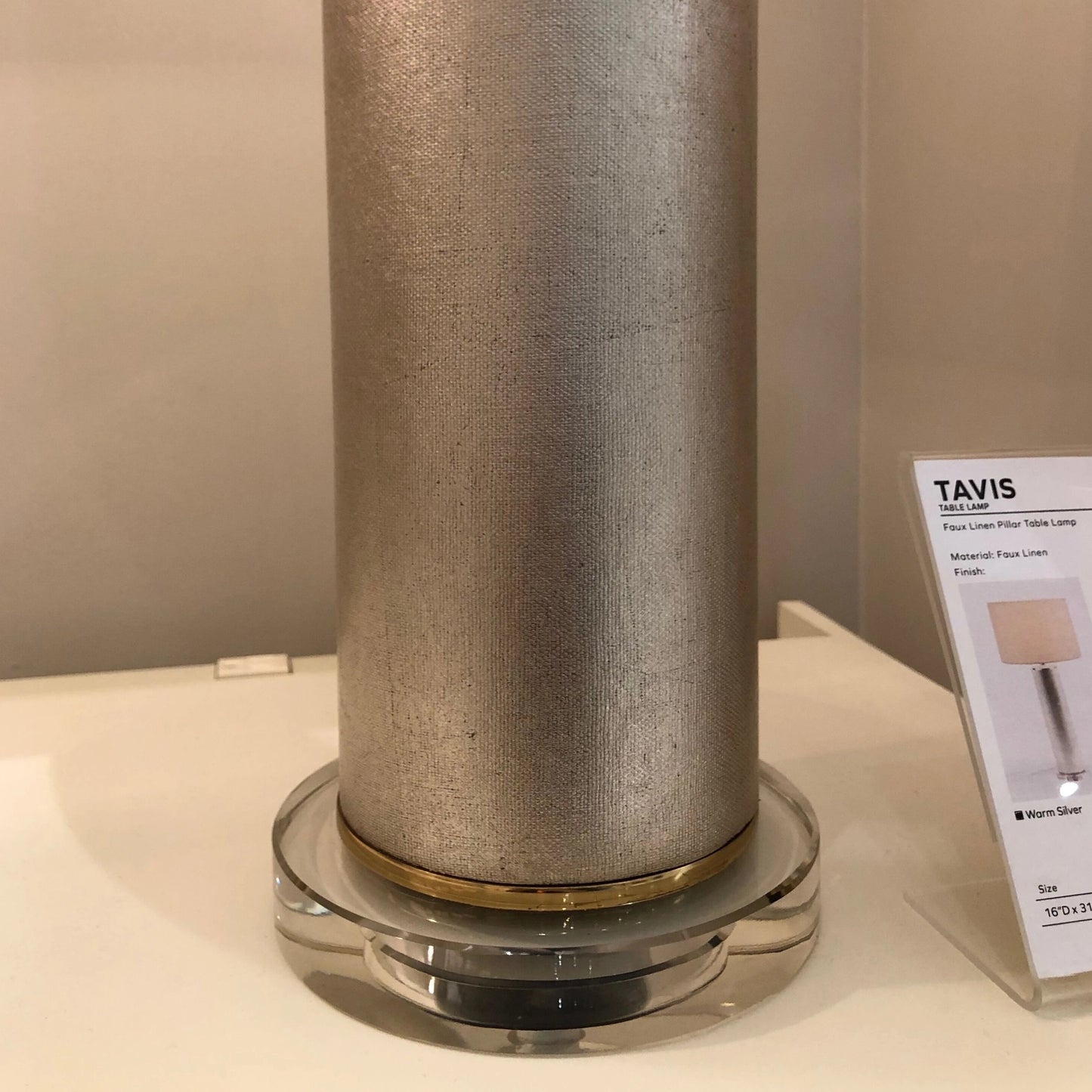 made goods tavis table lamp silver faux linen base with acrylic