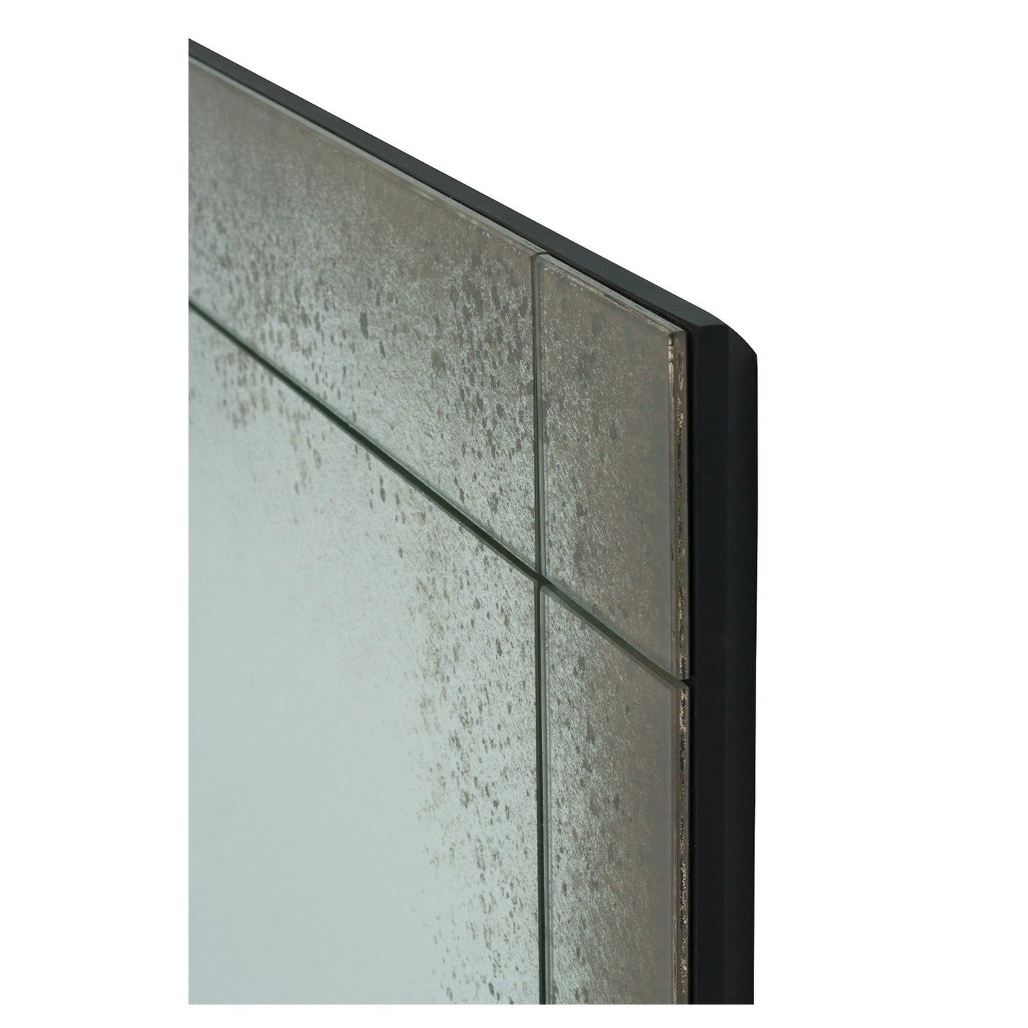 mirror home frameless antiqued panel mirror corner detail