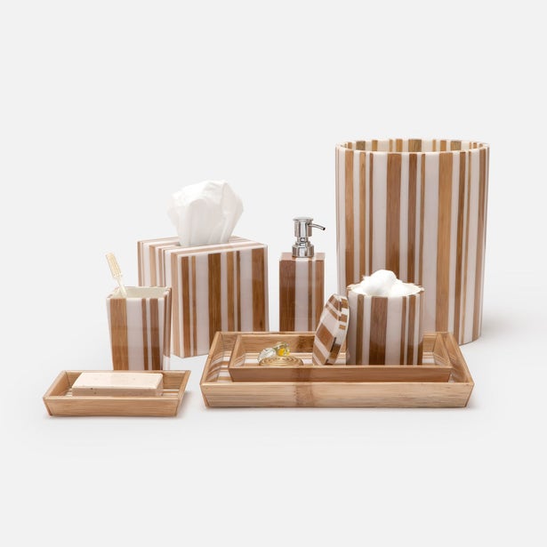 Bamboo Bath Accessories Set  Bathroom accessories, Wooden bathroom  accessories, Bath accessories set
