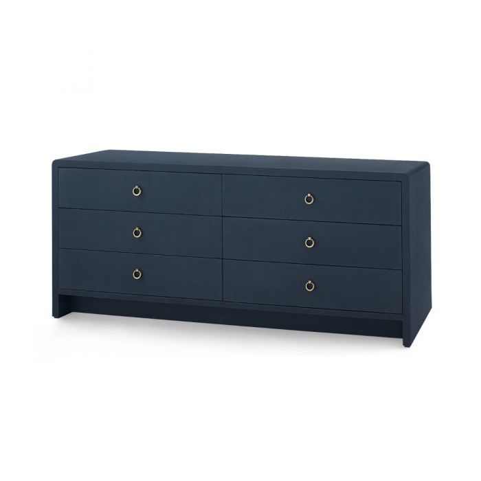 blue chest dresser Villa & House Bryant Extra Wide Large 6 Drawer Chest Blue Steel Lacquered Linen – CLAYTON GRAY HOME
