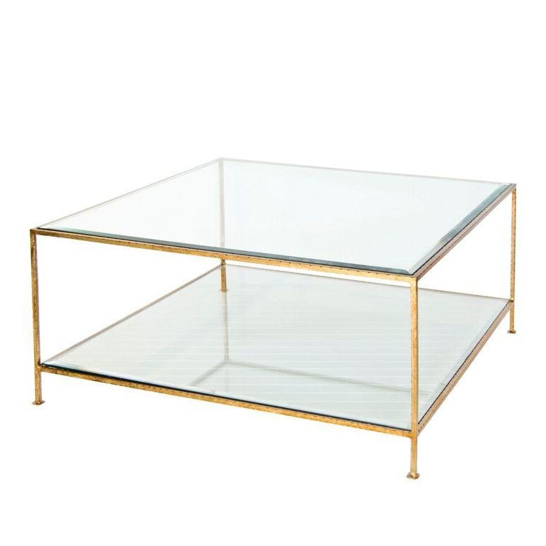 worlds away quadro coffee table gold beveled glass top