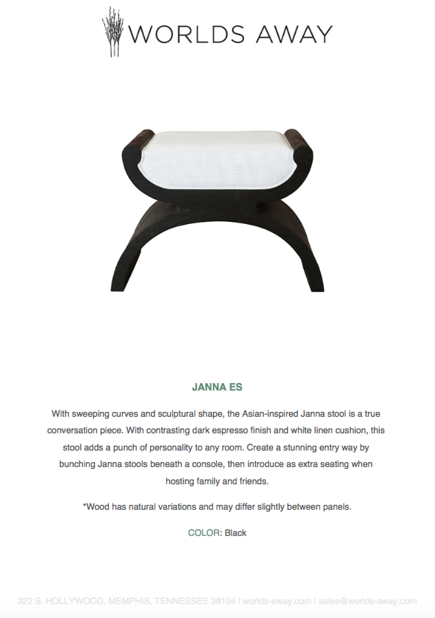 worlds away janna stool espresso tearsheet