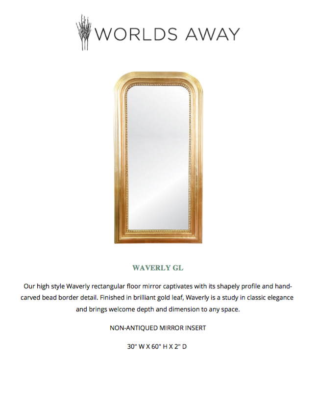 worlds away waverly floor mirror gold leaf tearsheet