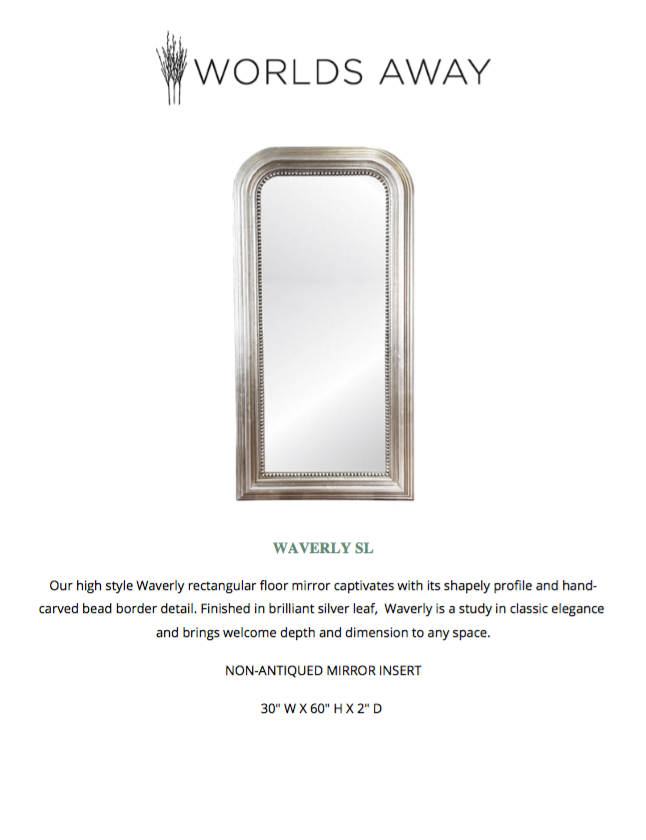 worlds away waverly floor mirror silver tearsheet