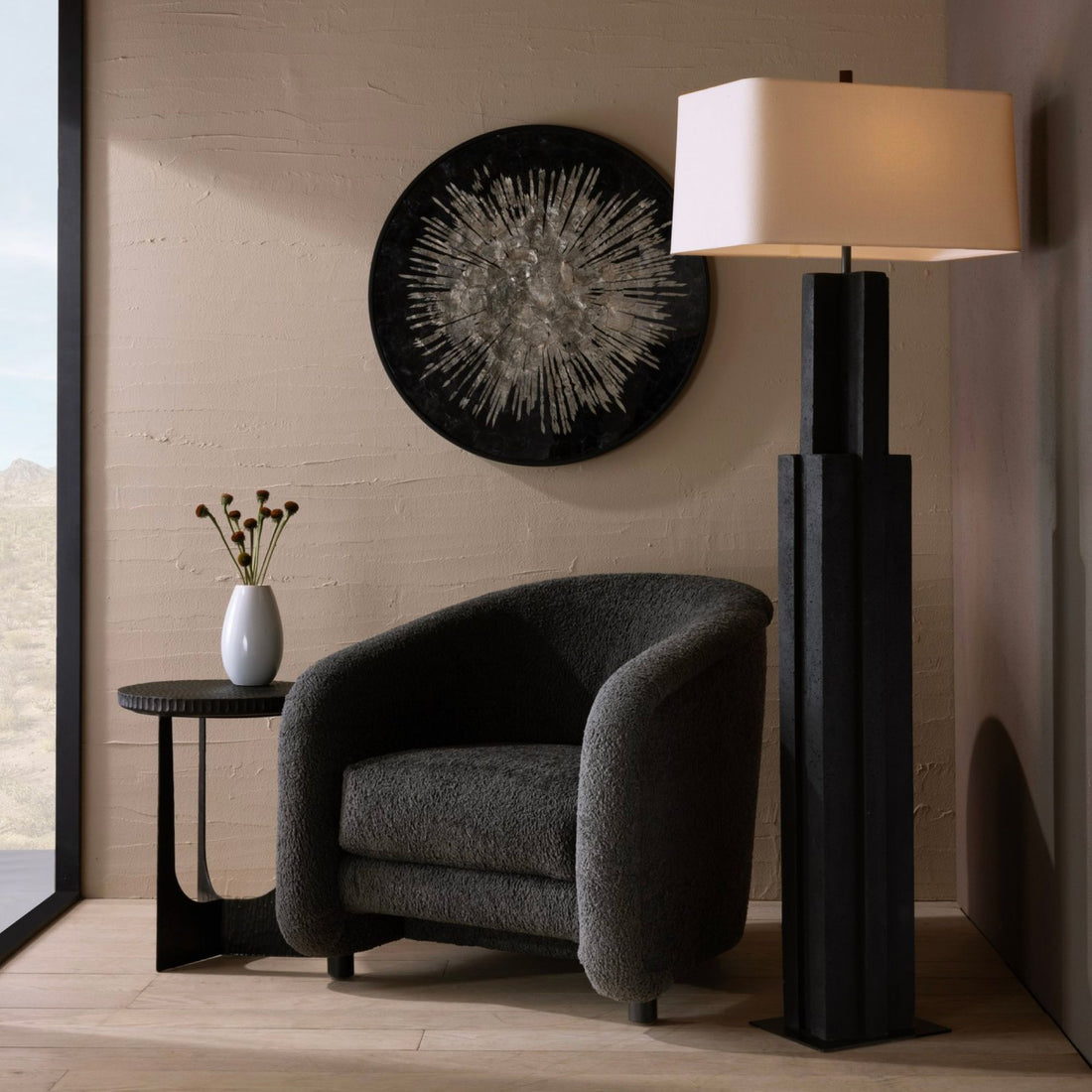 Arteriors Home Beaux Floor Lamp Black Lavastone