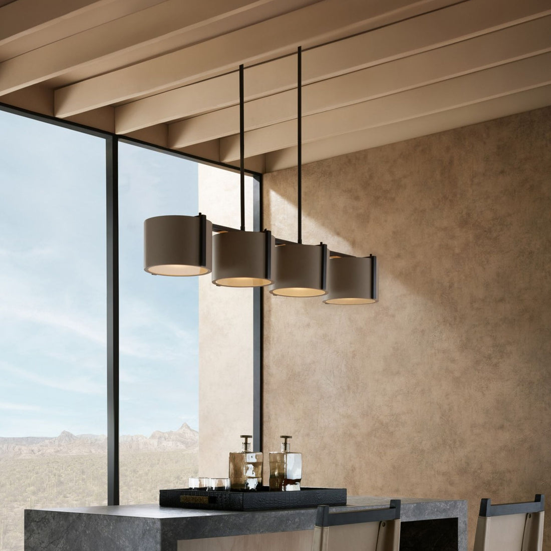 Arteriors Home Zachary Chandelier Taupe Steel Shades
